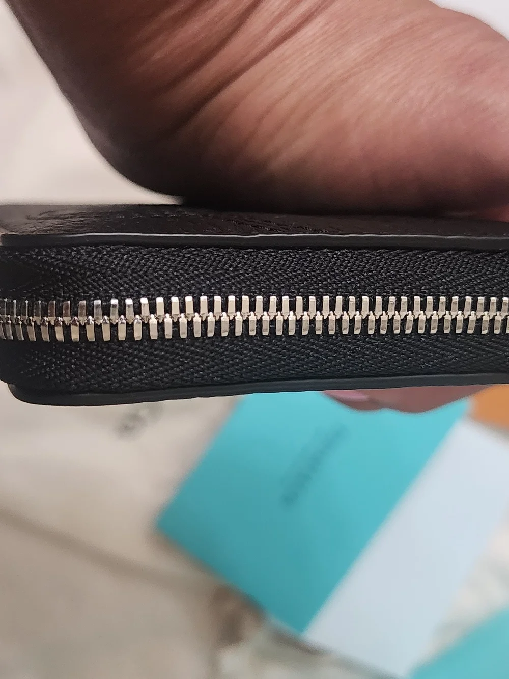 Tiffany & Co. Black Leather Zip Wallet